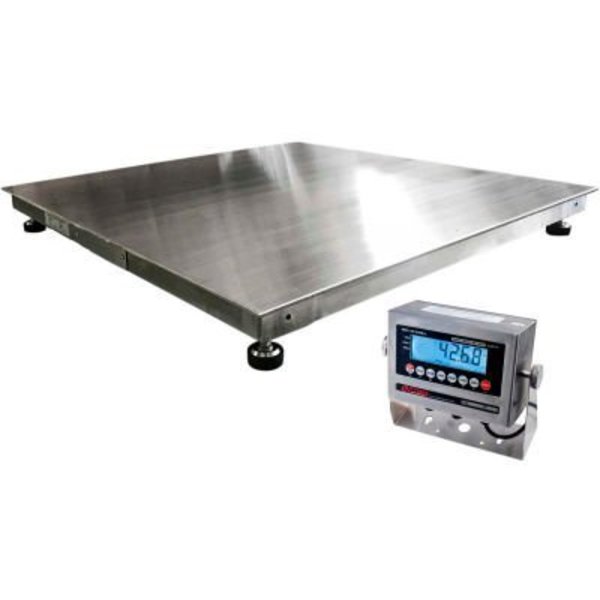 Optima Scale Mfg. Optima 916 Series NTEP Stainless Steel Heavy Duty Pallet Scale W/LCD Indicator, 4'x4', 5,000lb x 1lb OP-916SS-4x4-5LCD